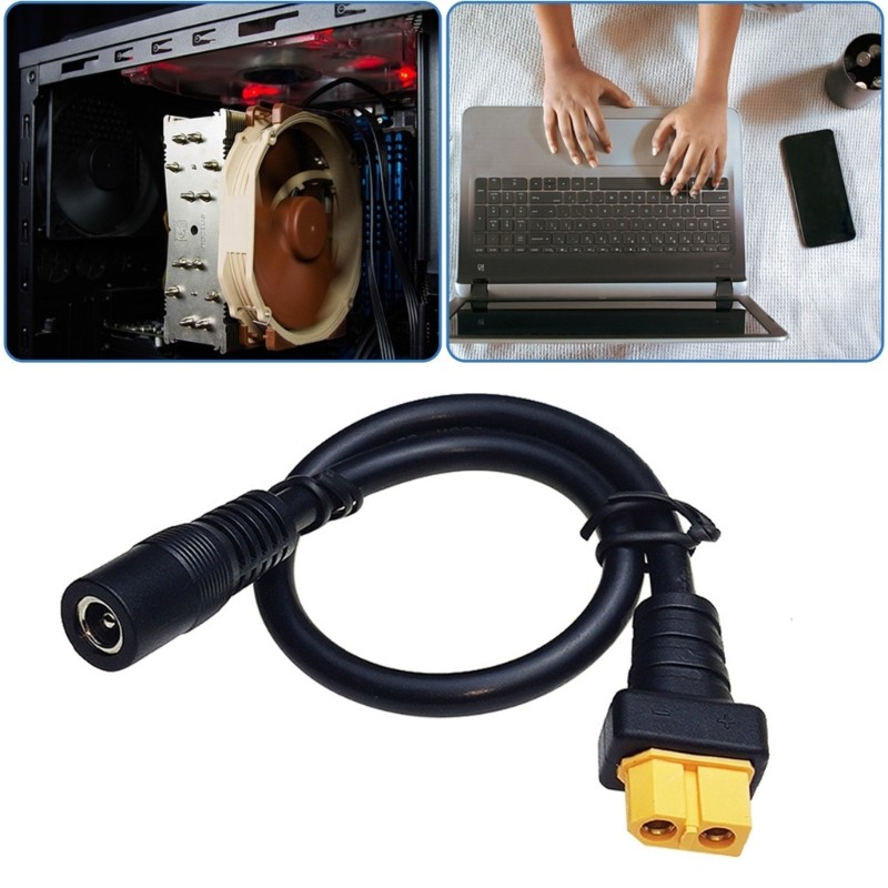 XT60 Female to DC5525 Female Charging Cable 12AWG for Renewable Energy Use