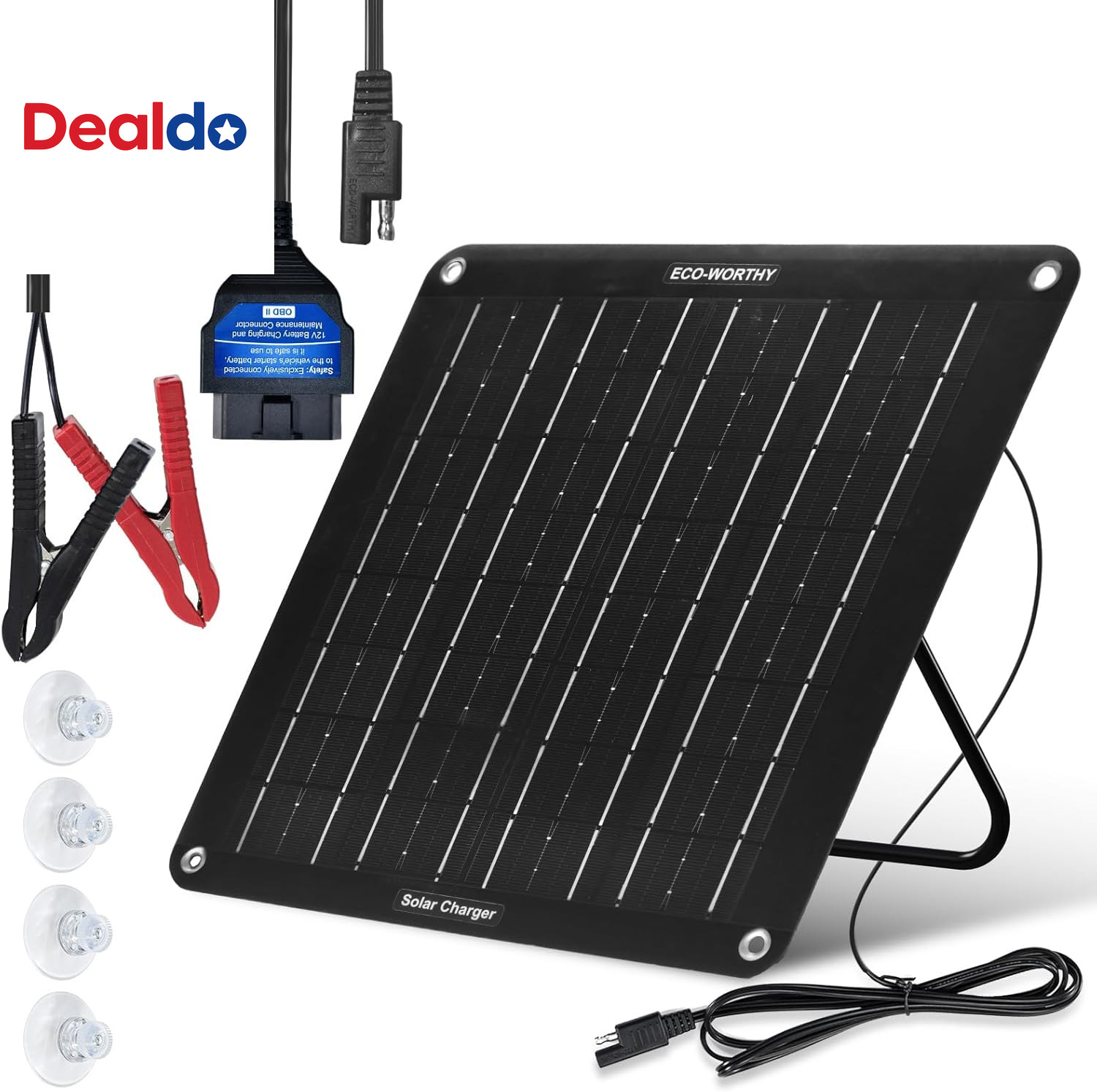 Upgraded OBDII 10W Solar Battery Trickle Charger Maintainer-12V Waterproof Solar