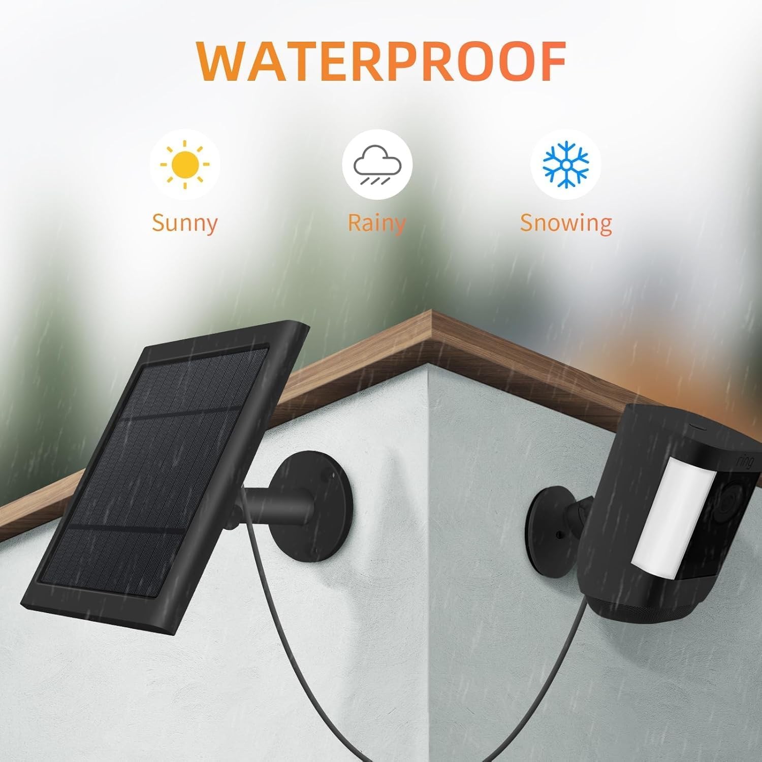 1 Pack 4W Solar Charger Ring Spotlight & Stick Up Outdoor Cam Black High