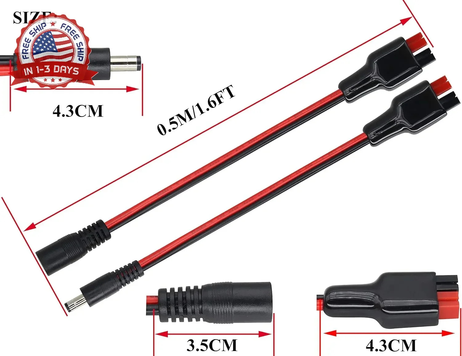 14AWG DC 5521Male/Female Power Plug to an-der-Son Cable 45A Solar Connector to D