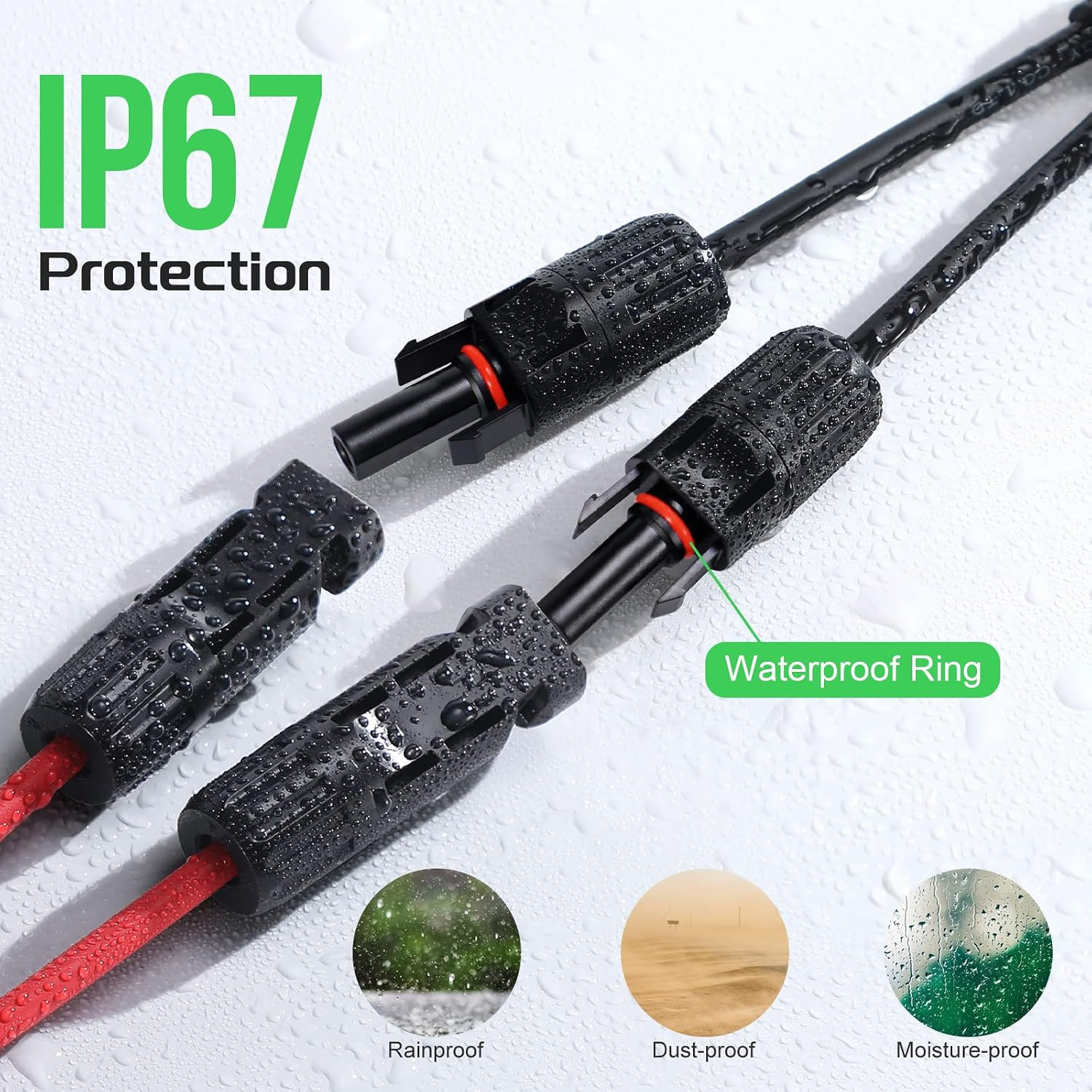 Solar Connectors 30A Y-Branch Cable, Solar Cable Parallel Adaptor Solar Panel Wi