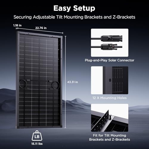 Solar Panel, 120 Watt N-Type 16BB Bifacial Solar Panel, Over 25% High 120W