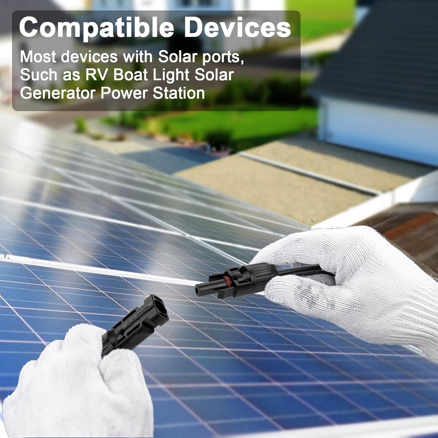 Solar Panel Extension Cable 10AWG 6mm2 10 Feet Red Black Pair Male Female