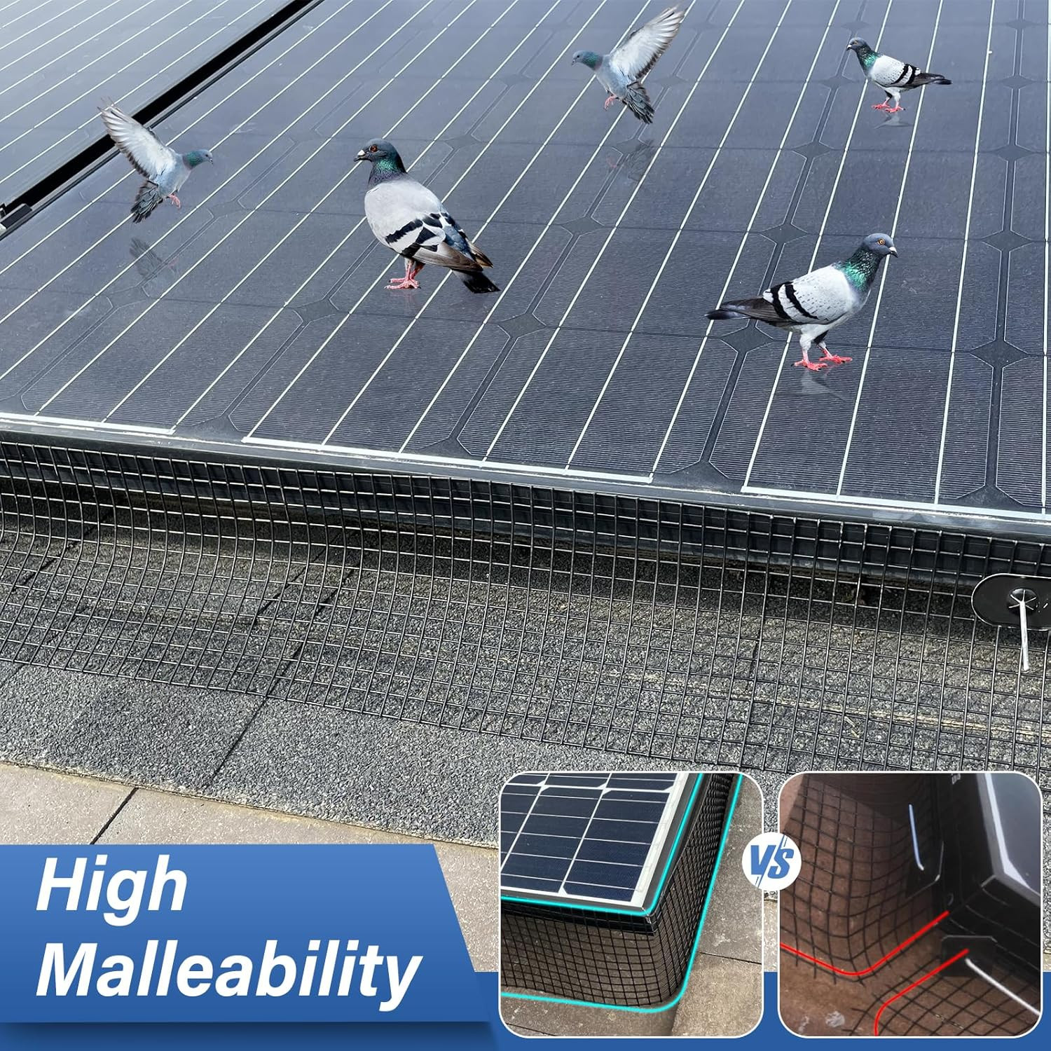 Solar Panel Bird Guard,6In X 100Ft Critter Guard Roll Kit for Roof Protection Ne
