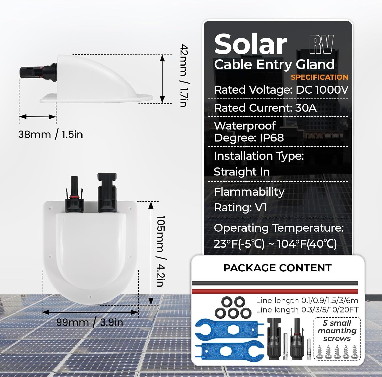 Compact and Reliable Solar Cable Entry Gland with UV Protection for RVs & Yachts
