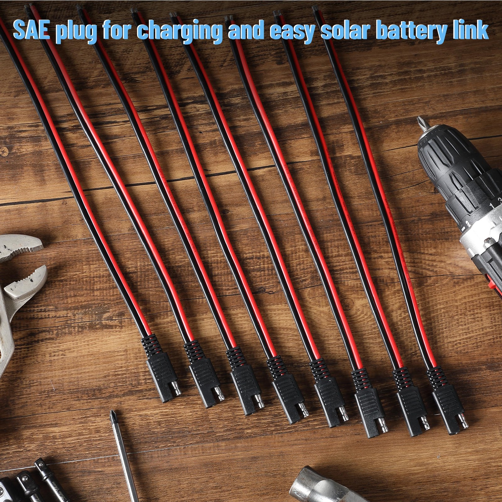 8 Pack SAE Connector Cable 14AWG 1Ft 2 Pin SAE Quick Connect Disconnect Plug