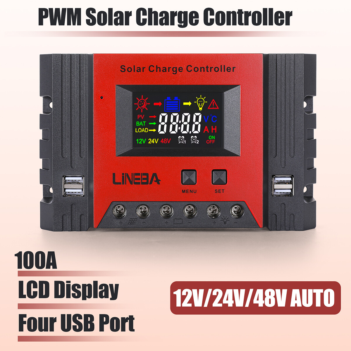 30-100A Solar Panel Regulator Charge Controller 12V/24V/48V Auto Focus Tracking