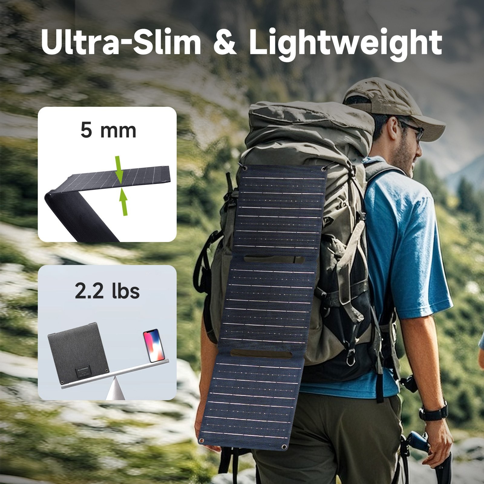 5V 21W Foldable Solar Panel Charger USB-C & USB-A Output for Phones Power Bank