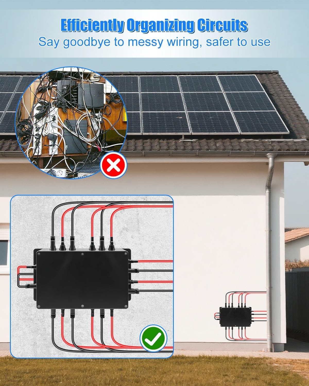8 String Solar PV Combiner Box, IP68 Waterproof Circuit Breaker, 30A Fuse & Wren