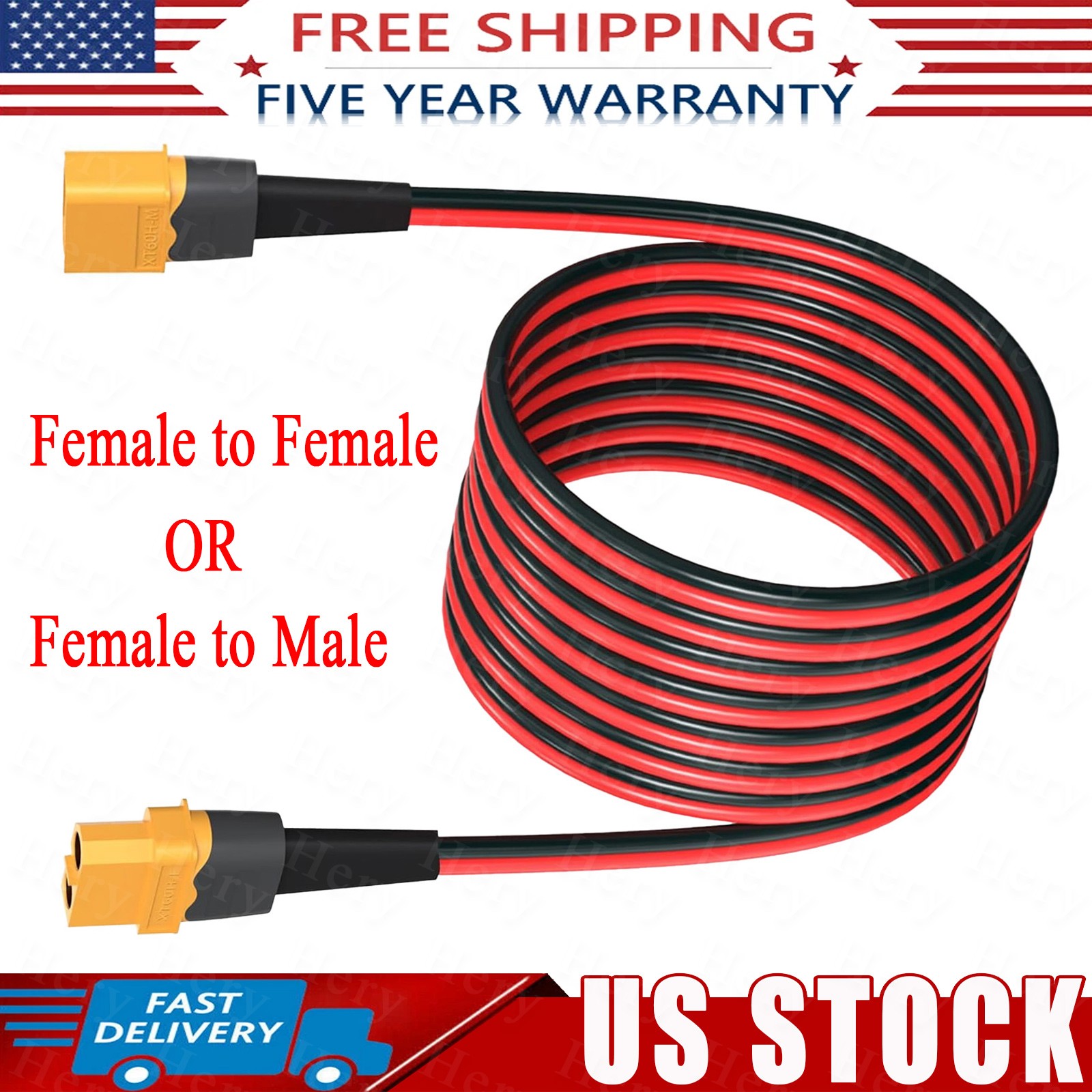 10 AWG XT60 Male to XT60 Female Connector Solar Extension Cable Wire for RC Lipo