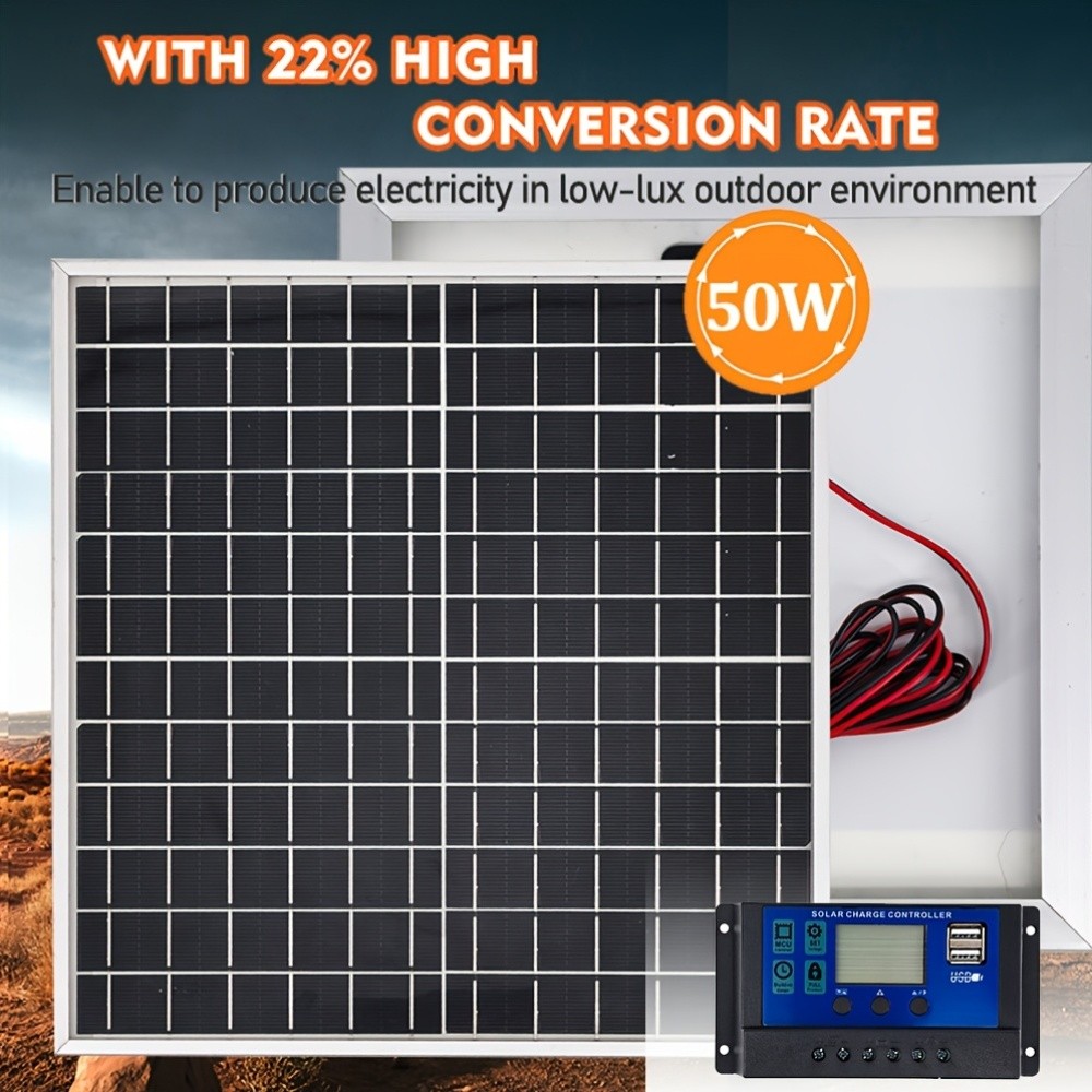 Solar Panel Kit with 100A Controller, 18V USB Port for Car Boat RV