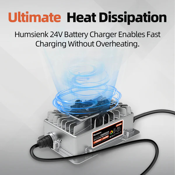 Humsienk 24V 15A LiFePO4 Battery Charger Efficient Fast Charging for RV Marine