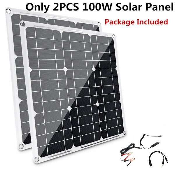 200W (2x 100W) 12V Solar Panel Kit, 50A Solar Controller for Off Grid, Home, RV