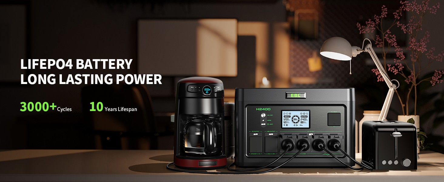 2400W 1843.2Wh LiFePO4 Portable Power Station Solar Generator Camping RV Backup