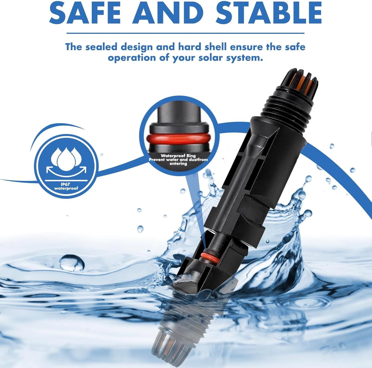 16 PCS Solar Panel Connectors, Male/Female IP67 Waterproof 1000V 30A Solar Cable