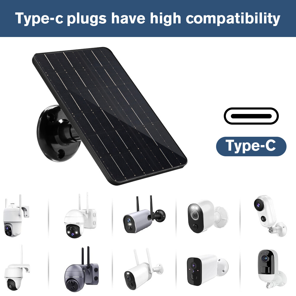 30W 360° Solar Panel Charger Kit for Security Camera CCTV Type-C Port Waterproof