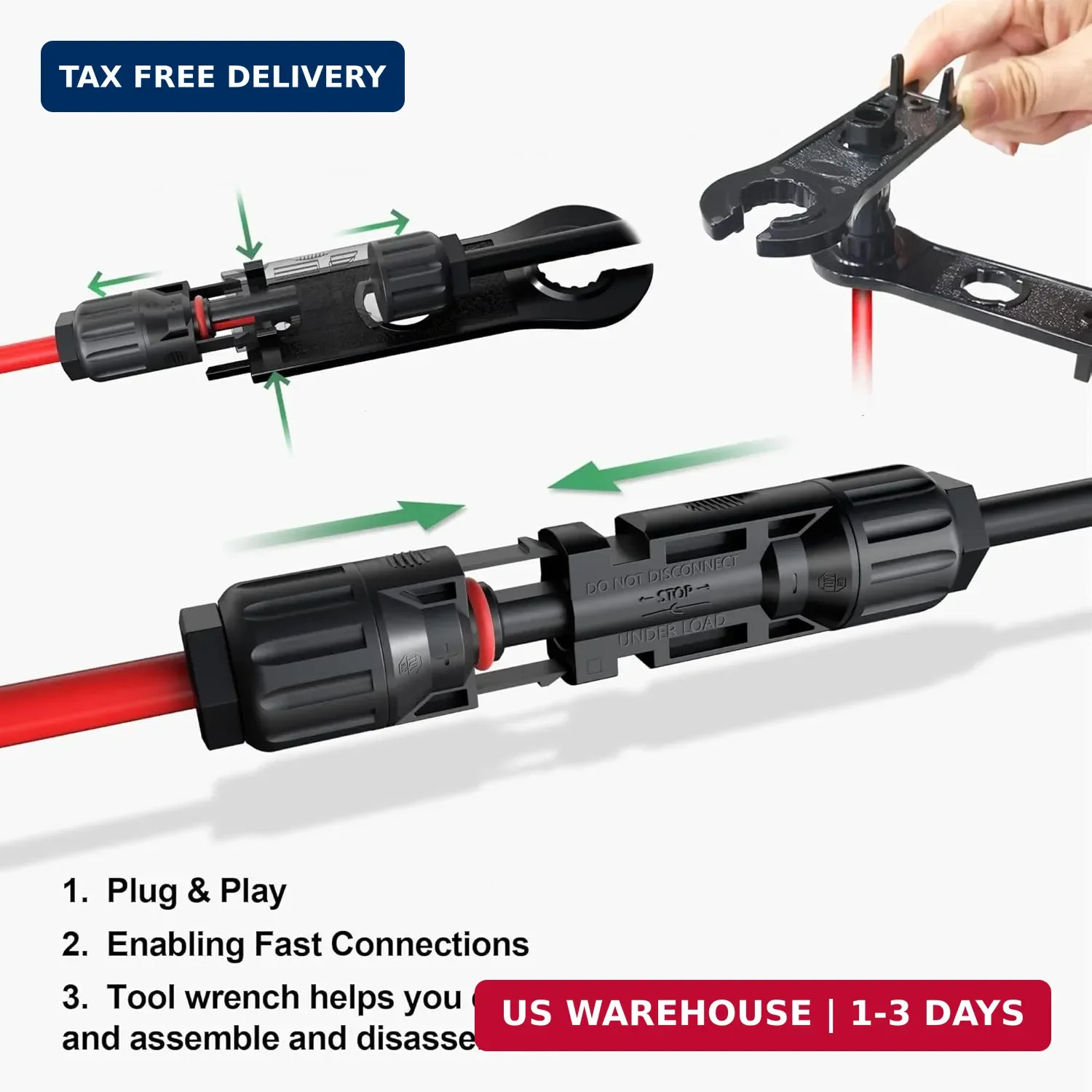OYMSAE 2 Pairs Solar Connectors Y Branch Parallel Adapter Cable 1 to 2 Solar Pan