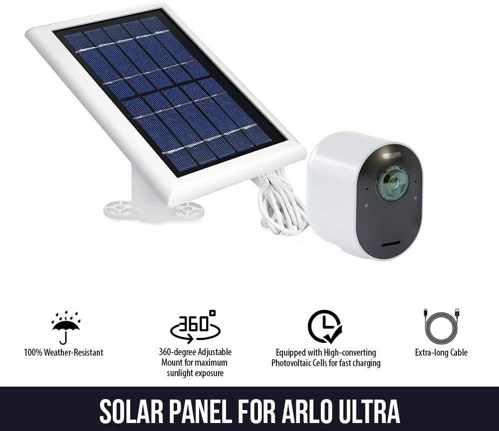 Arlo Ultra and Pro 3/4 Solar Power Panel Weatherproof Durable Outdoor Charger
