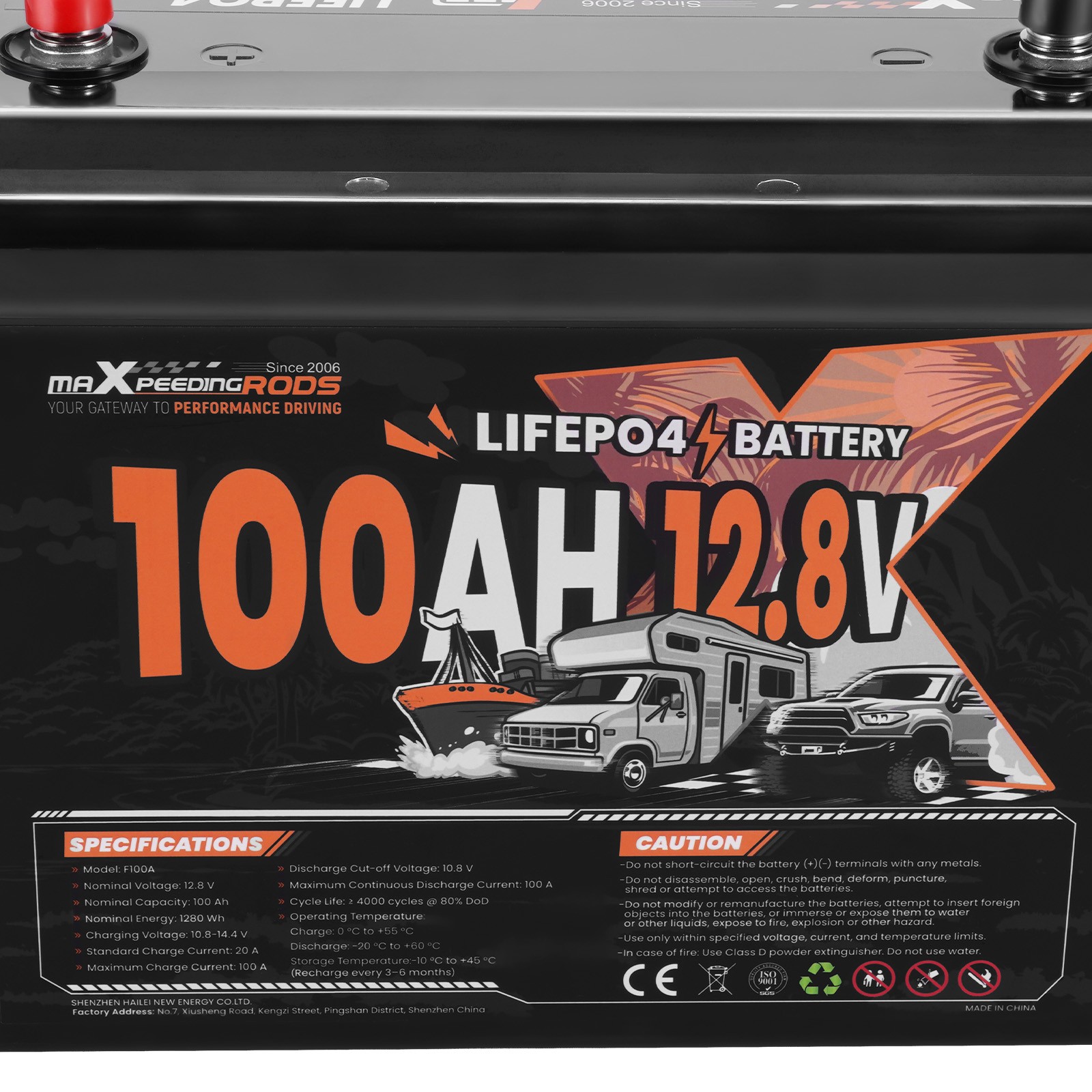 12V 100Ah Lithium Iron Phosphate Battery for Backup Power, Expandable 20.48kWh
