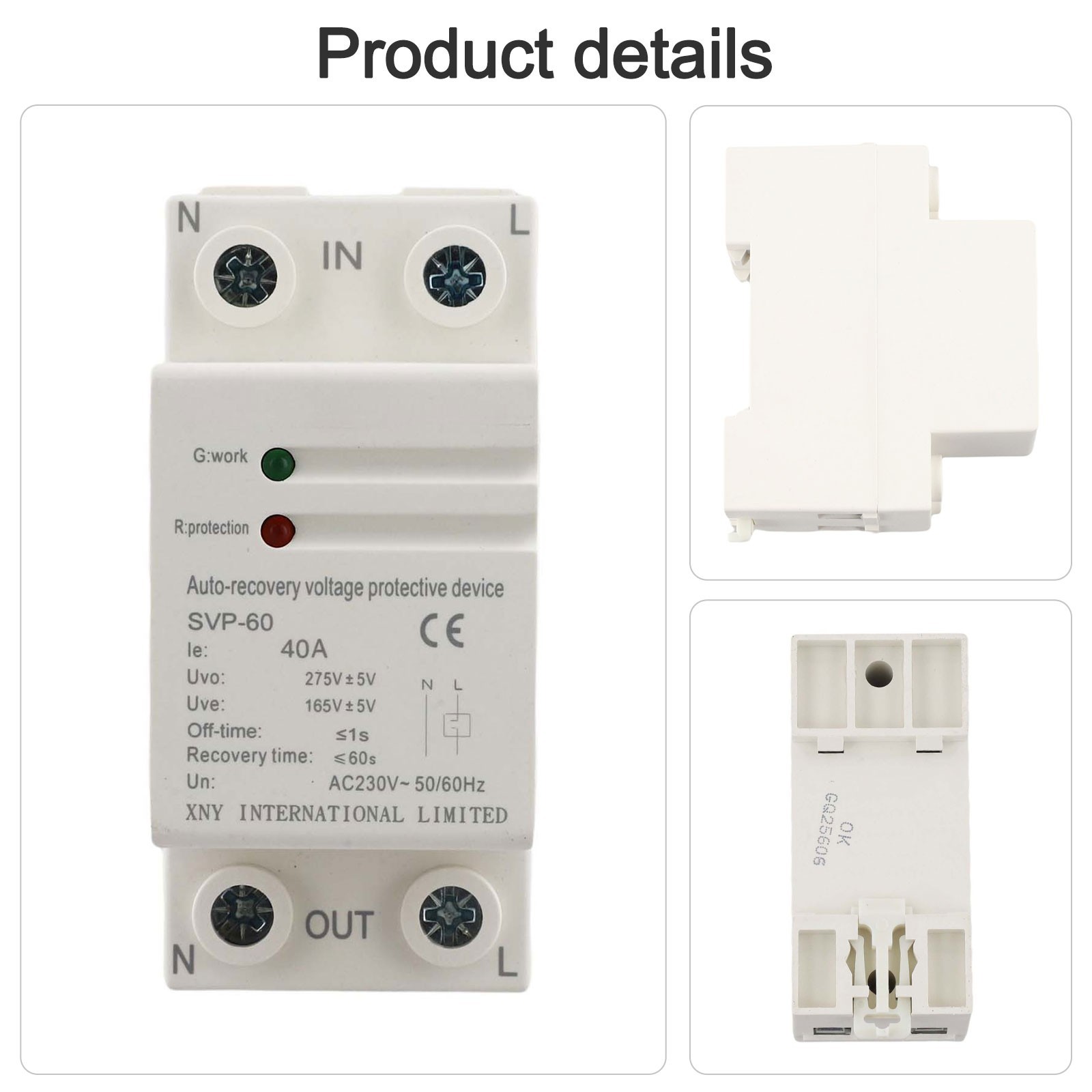 230 Volt Overvoltage Undervoltage Protector for Single Phase Current up to 63A