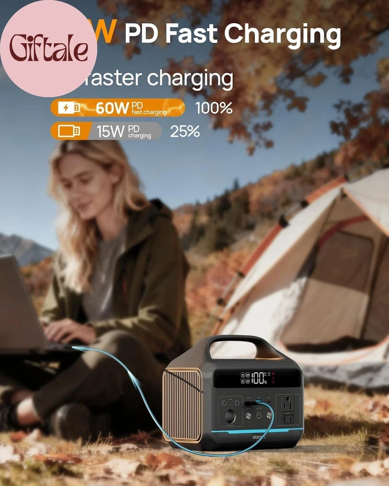 Portable Power Station 300W, 192Wh Large Power Bank with 110V AC Outlet, Lifepo4