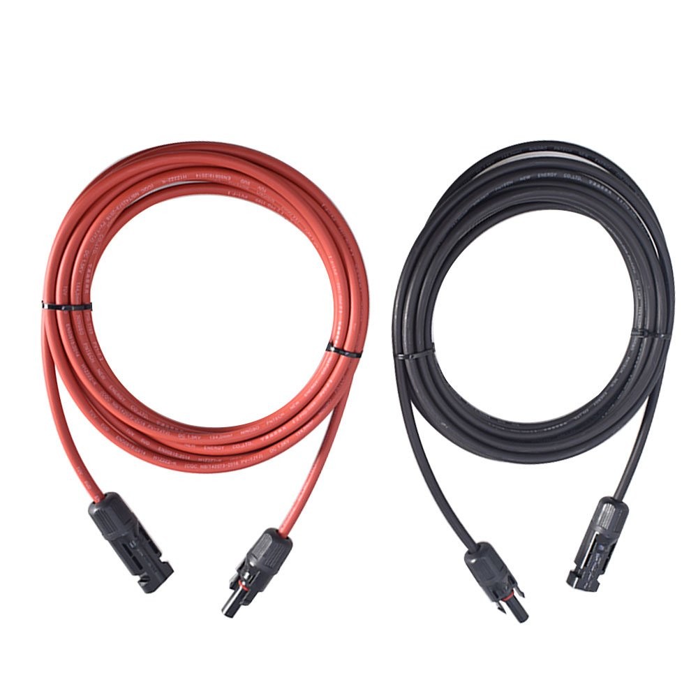 1 Pair 12AWG 15ft Black+Red Solar Panel Extension Cable Wire Connector