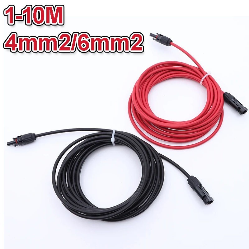 10 AWG Solar Cable Extension Wire Tinned Copper PV Photovoltaic Black Red Pair