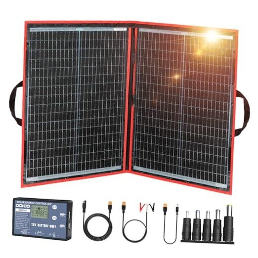 100W Portable Foldable Solar Panel Kit (19x26in, 5.3lb), with Separate 110W