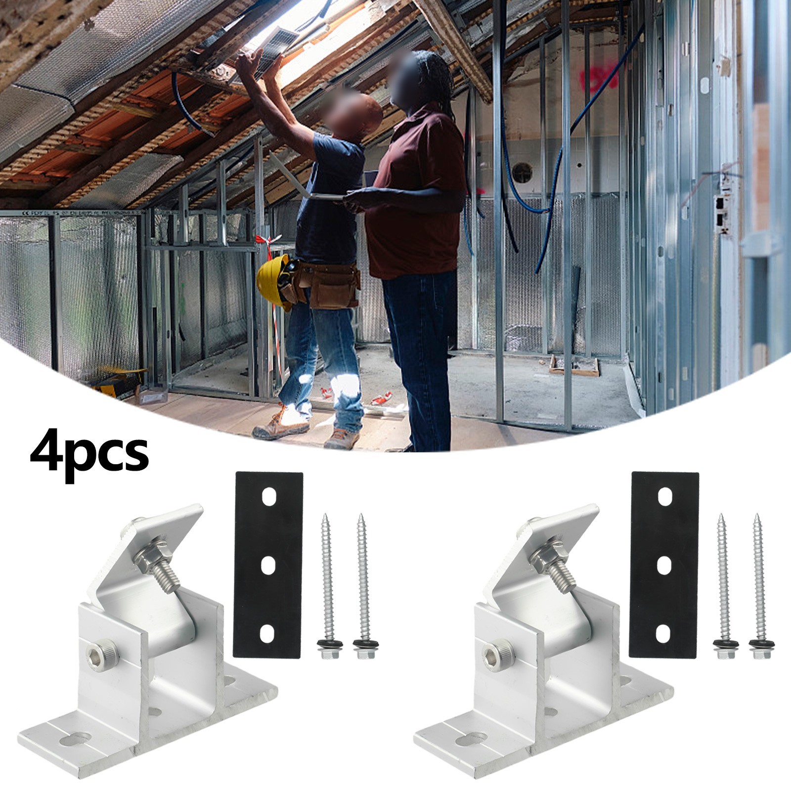 Practical Foot Mount Solar Panel Rubber Pads Tilt Angle Aluminum Alloy
