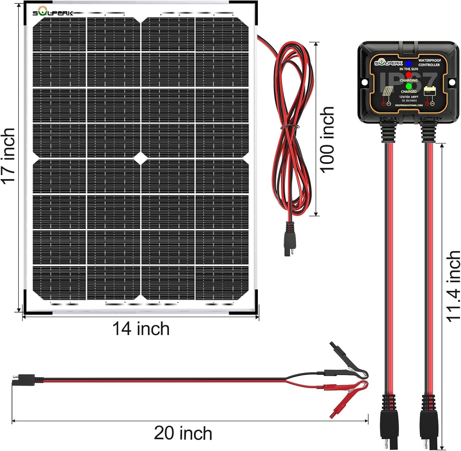High-Efficiency 30W Solar Charger Kit with Adjustable Bracket for Outdoor Use