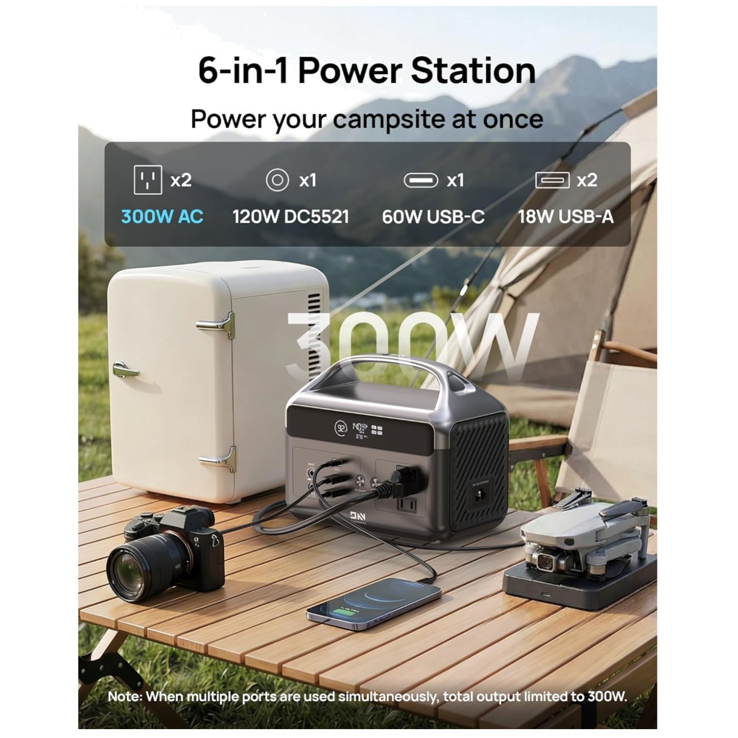 192Wh LiFePO4 Battery, 300W Solar Backup Generator for Home