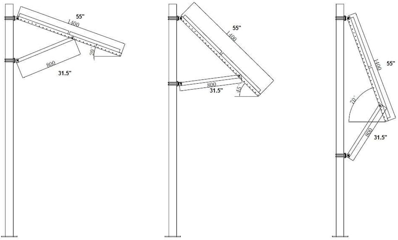 AIMS Power Adjustable Solar Panel Pole Mount Bracket – Fits 2 Panels up to 170 W
