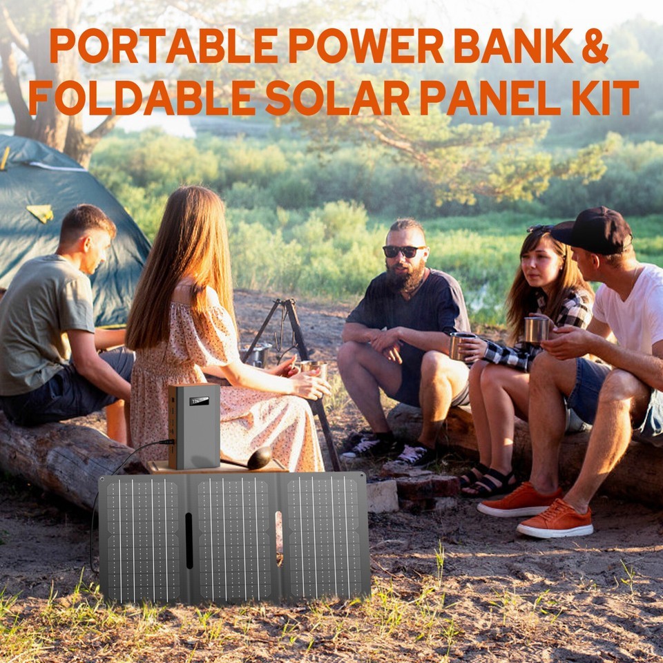 65W Portable Power Station Bank Solar Generator 30W Solar Panel Camping Charger