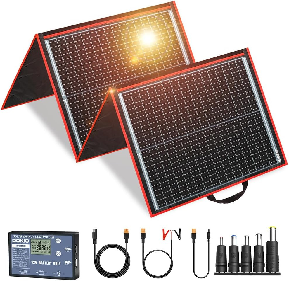 150W Portable Foldable Solar Panel Kit, Compact 21X20In Design 7.3Lb with Standa