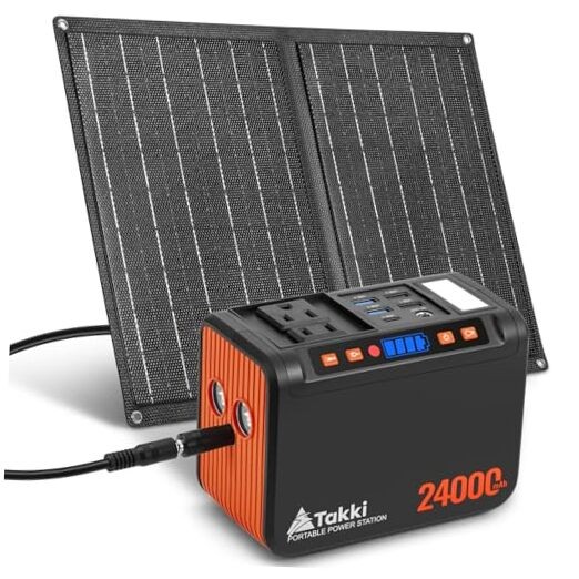 Solar Generator 120W Peak Portable Power Station with 21W Solar Orange Black