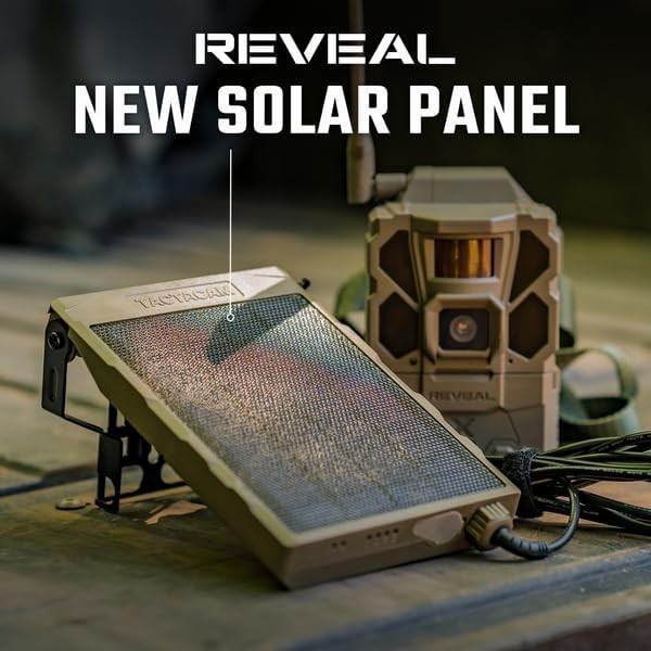 Rugged Solar Panel with Integrated Battery for Reveal Trail Cameras, Easy Setup