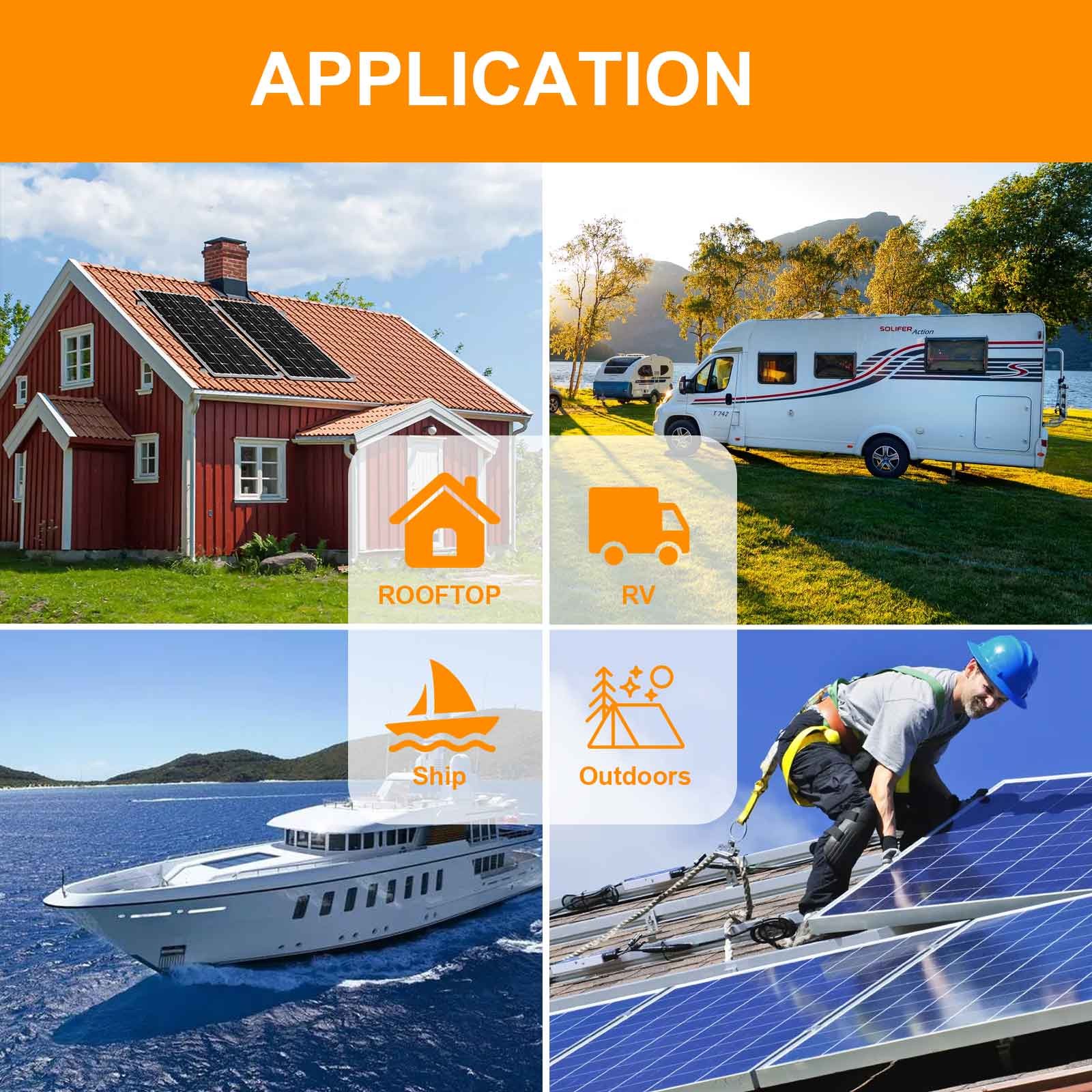 12V 100W Solar Panel Monocrystalline Off Grid PV Module for RV Home Rooftop Boat