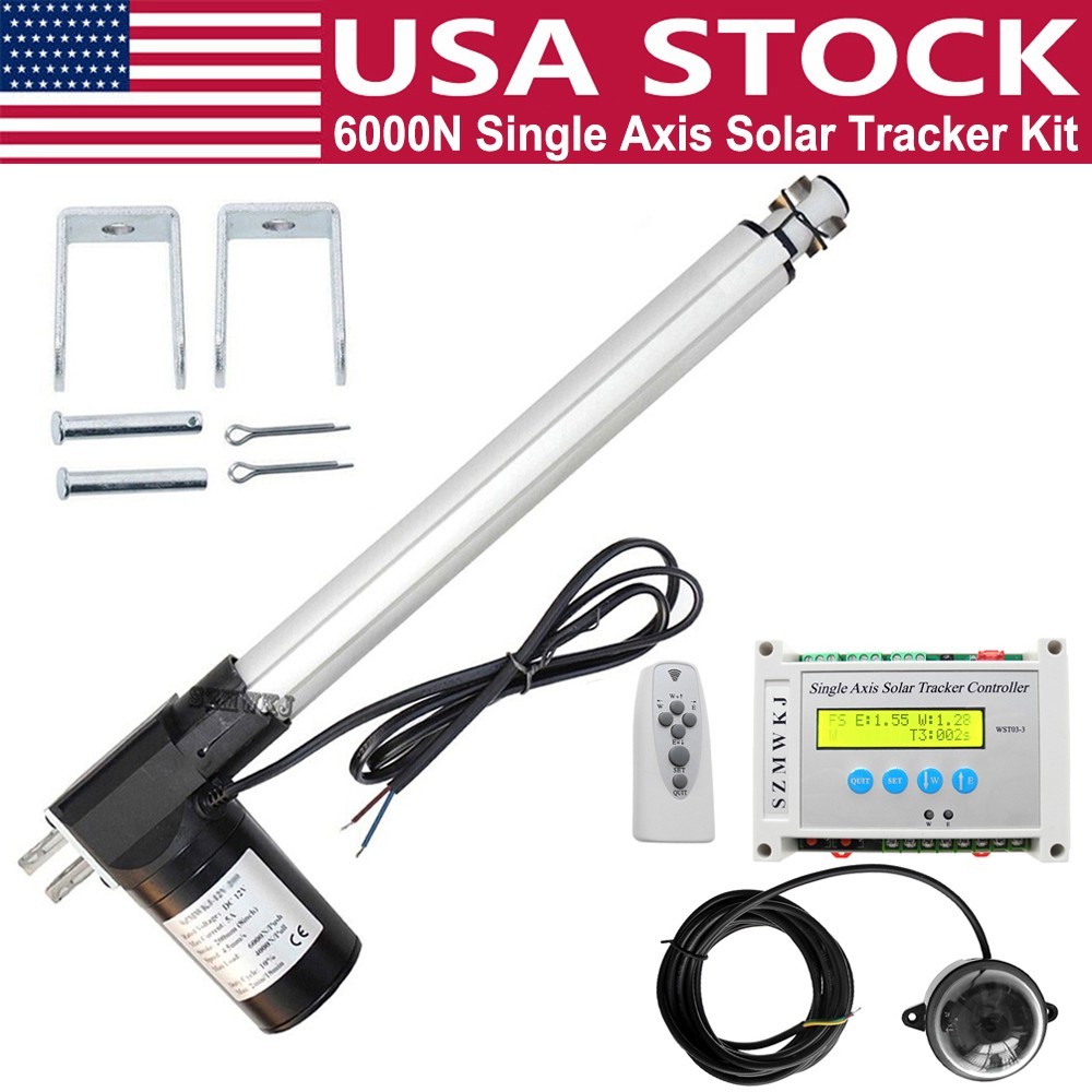 6000N Electric Single Axis Solar Tracker Controller + DC 12V 16″ Linear Actuator