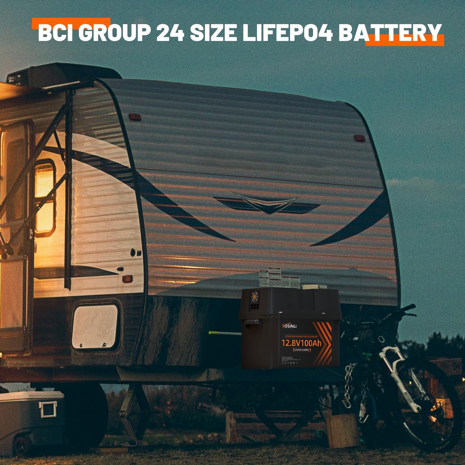 12V 100Ah BCI Group 24 LiFePO4 Battery, Built in 100A BMS, Max. 15000 Deep Cy…