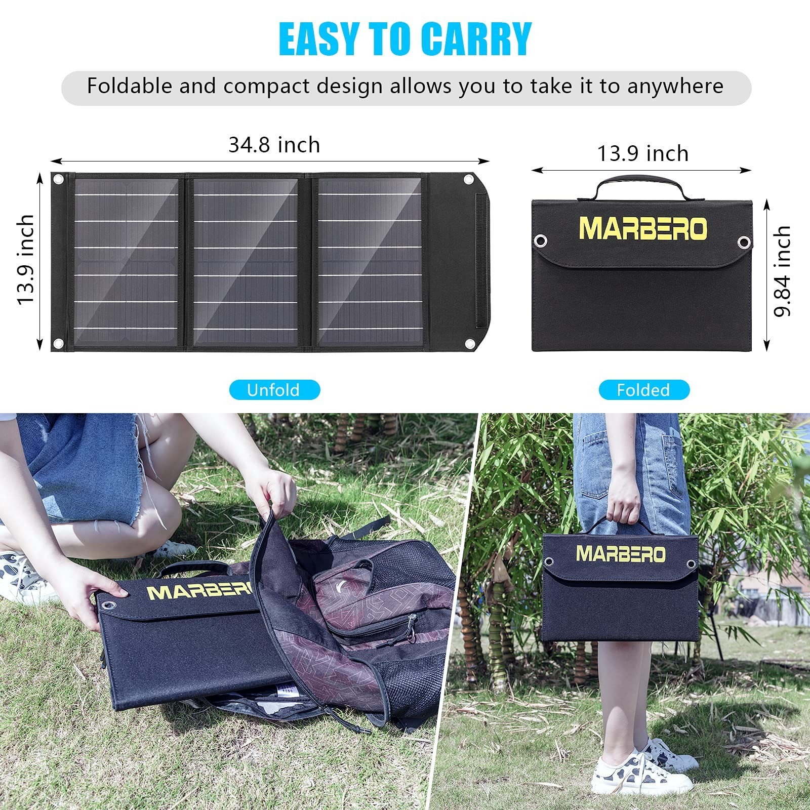 MARBERO 30W Solar Panel, Foldable Solar Panel Battery Charger for Portable Po…