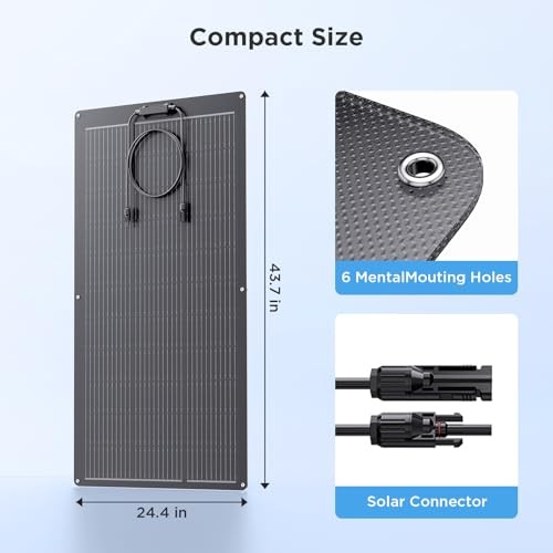 100W Ultra-Thin Flexible Solar Panel 12V, 11BB 23% High-Efficiency 100W Black
