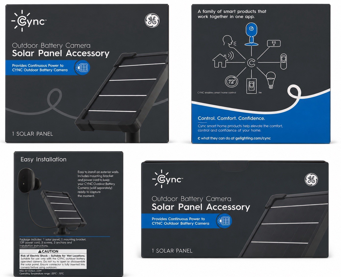 Cync Outdoor Battery Camera Solar Panel Accessory 6V DC Black Easy Install