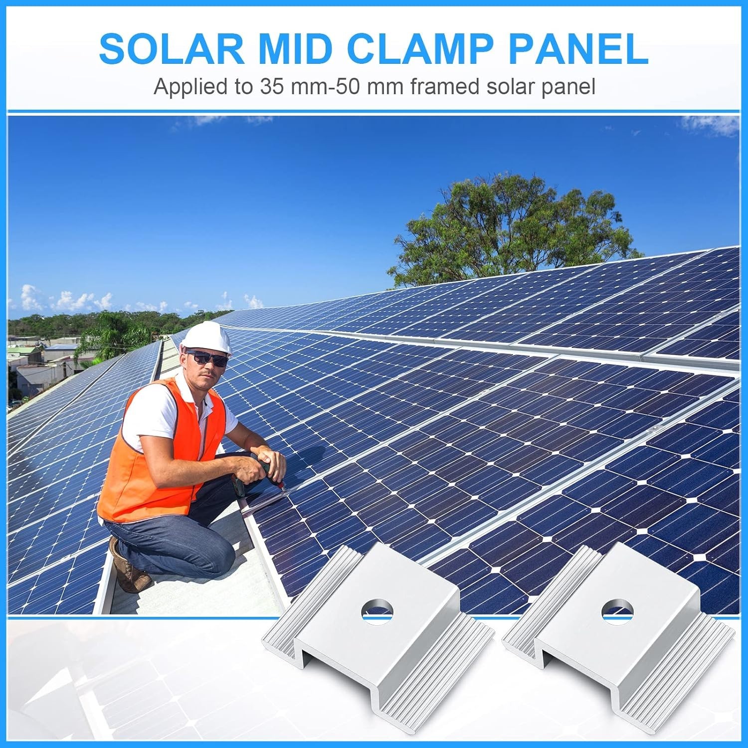 12 Pack Aluminum Solar Panel Mid Clamps – Rust Resistant Mounting Brackets