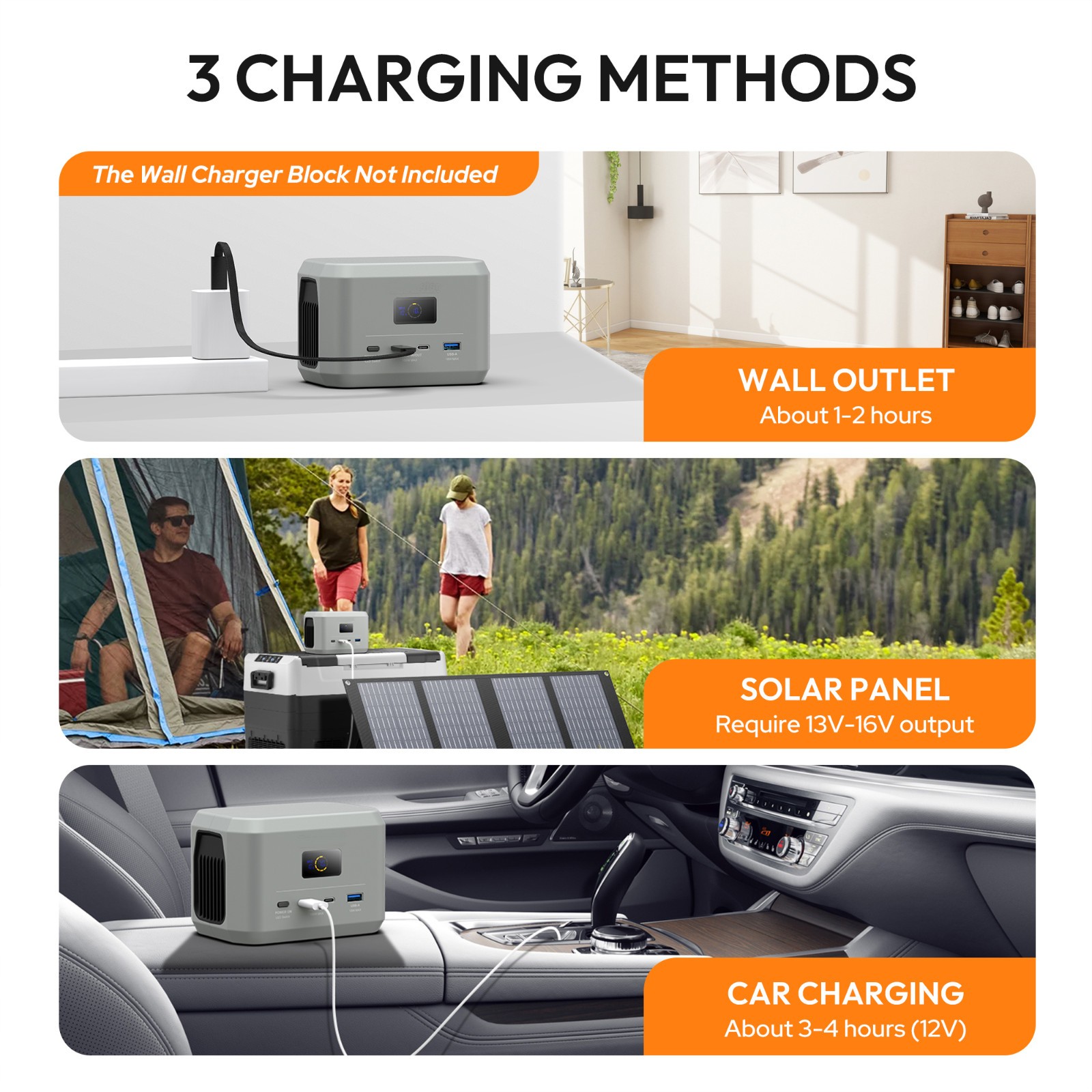 Portable Power Station 100W 96Wh LiFePO4 Battery Fast Charging Solar Generator