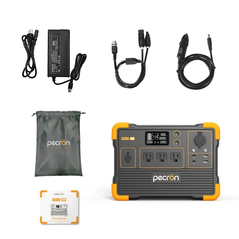 PECRON E600LFP 1200W 614Wh Portable Power Station Generator +2*200W Solar Panel 