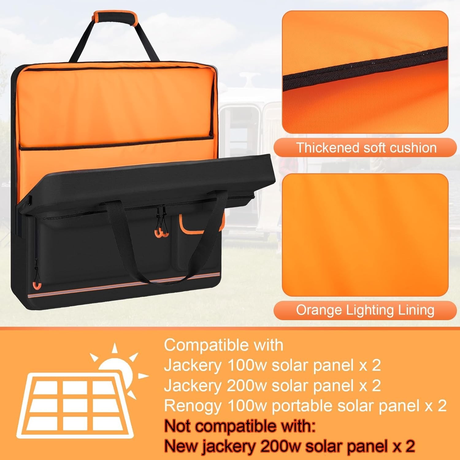 Luxurious Solar Panel Storage Bag with Deep Opening & Multiple Accessory Pockets