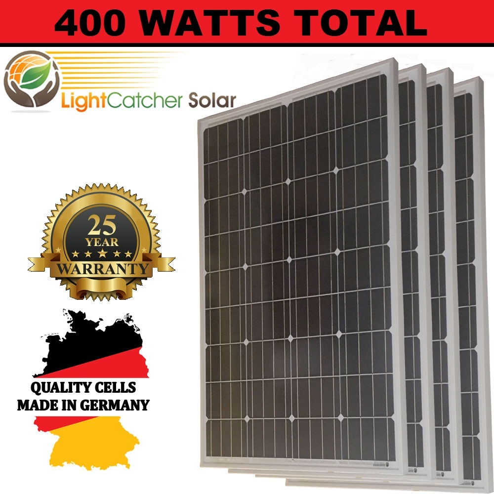 (4pcs) 100W Watts 100 Watt Solar Panels Mono German 12 Volt 12V RV Boat Off Grid