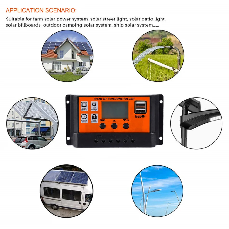 100A PWM Solar Panel Regulator Charge Controller 12V/24V Auto Focus Tracking