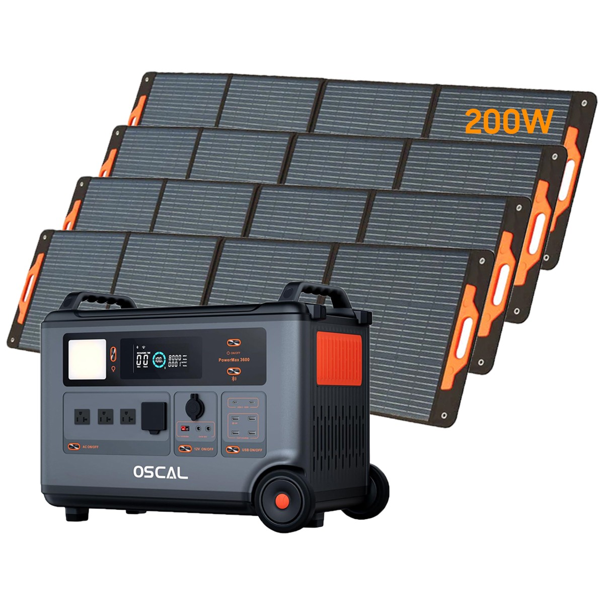 Blackview OSCAL PowerMax 3600 3000W Power Station 3600Wh + 4x 200W Solar Panel