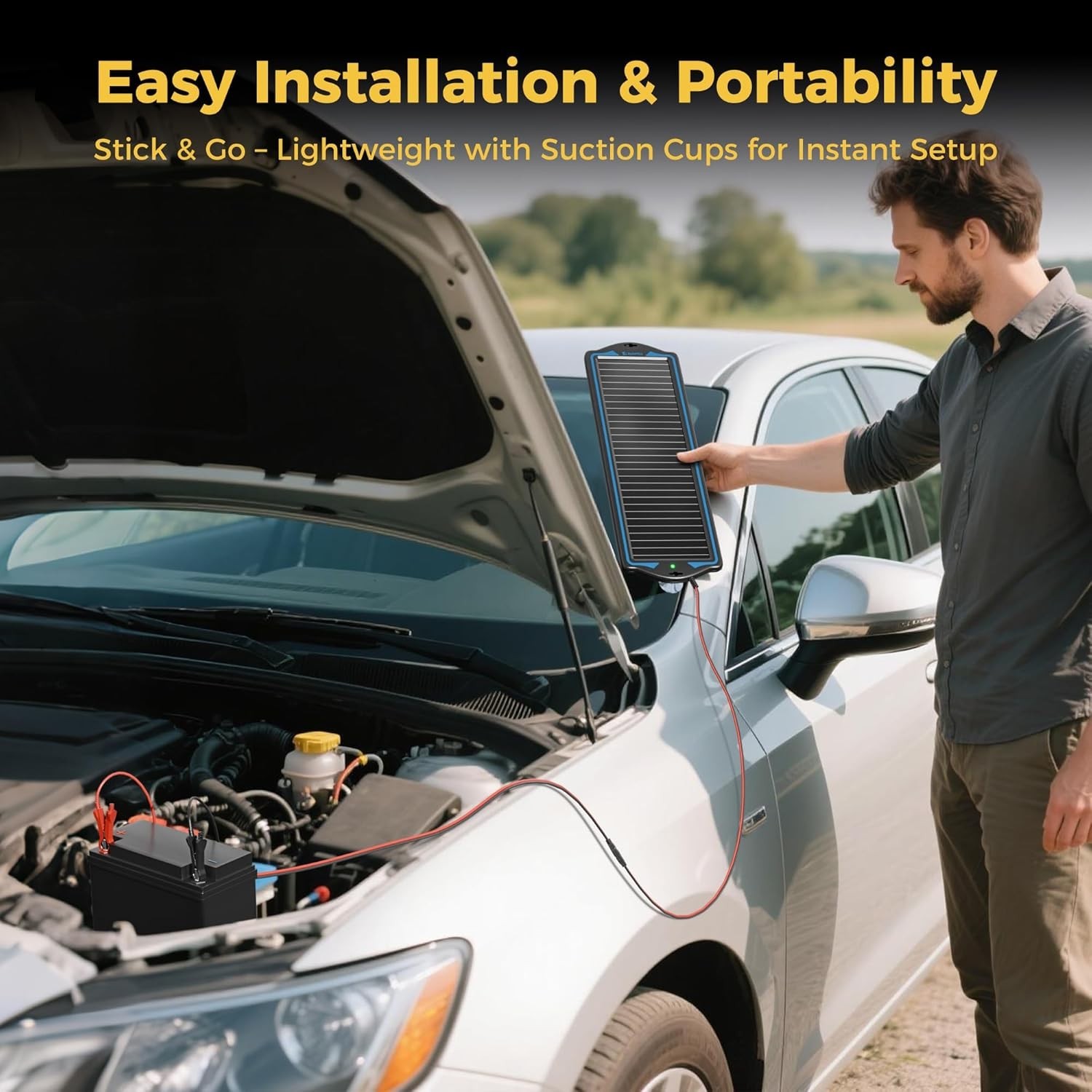 Waterproof 12V Solar Battery Charger Kit – Portable Trickle Charger for Vehicles